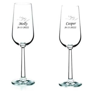Champagneglas med gravering